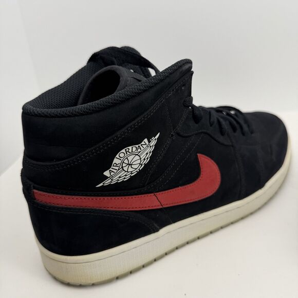 New Nike Men\'s Air Jordan 1 Mid Multicolor Swoosh Suede Black Size 12 Ying Yang